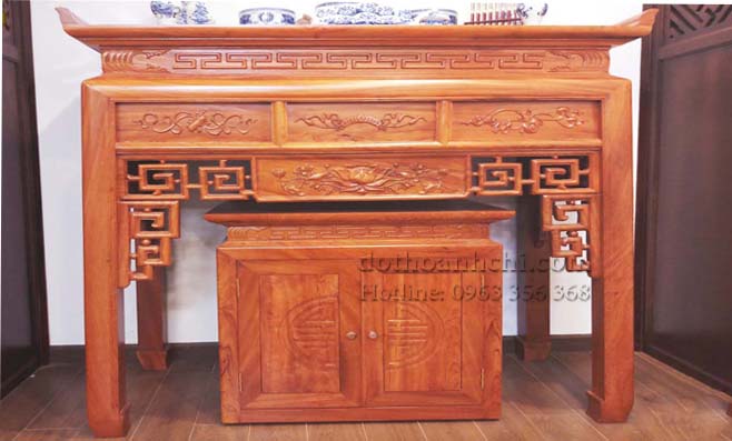Mẫu bàn thờ gỗ hương đẹp nhất cho nhà chung cư 